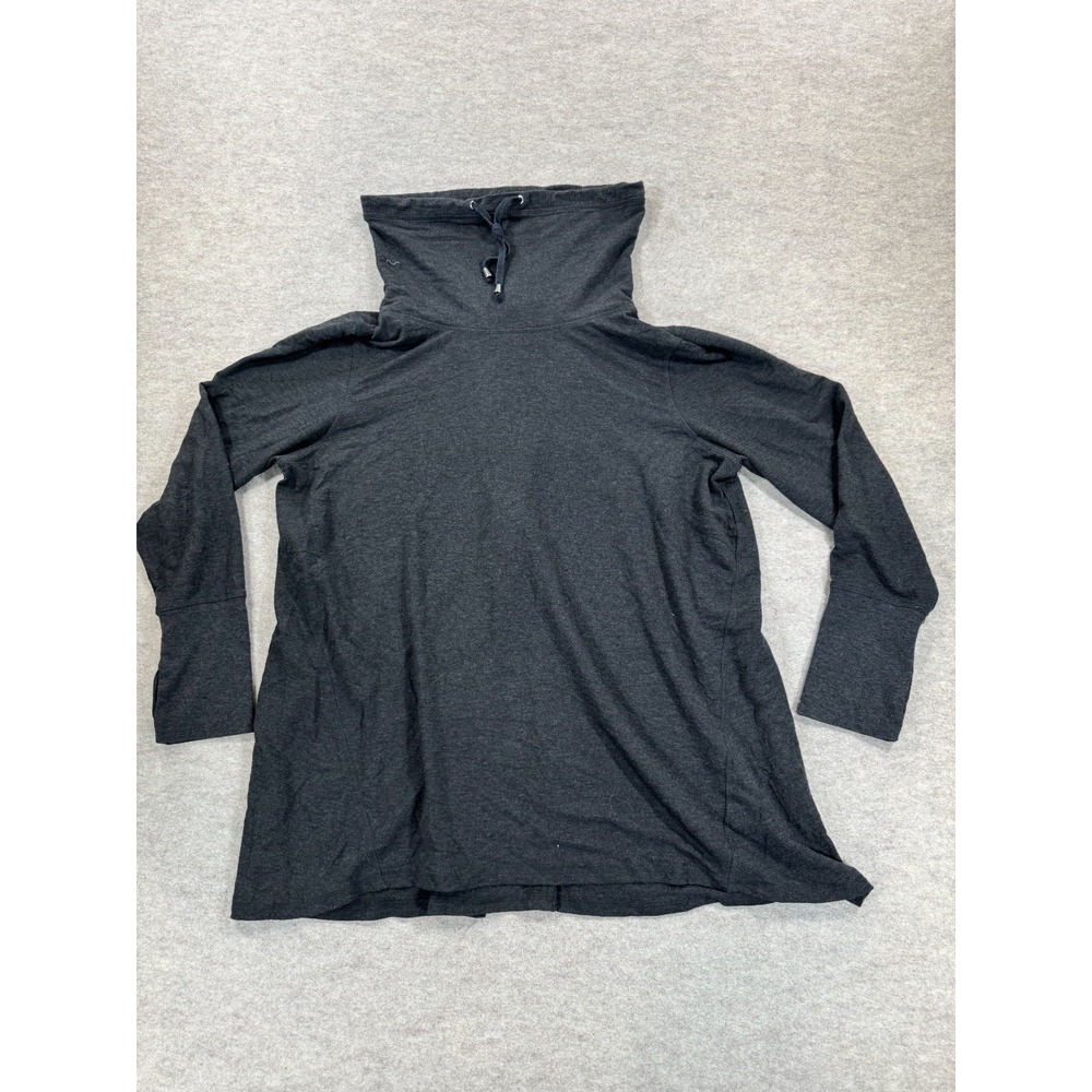 Unbranded Women Charcoal Gray Funnel Neck Pullover Top Stretch Gym Hiking M/L